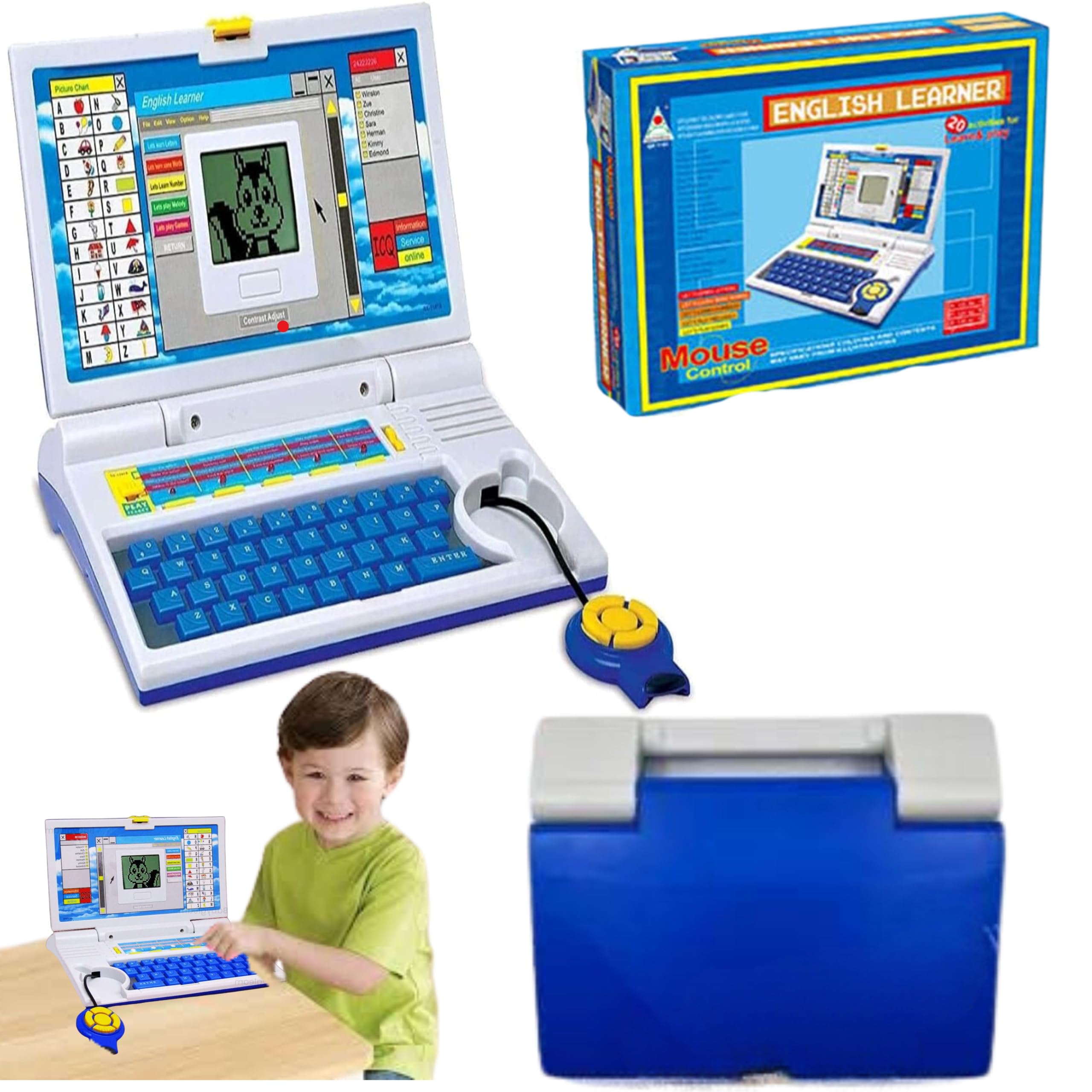 TOYS STORMEnglish Learner Educational Laptop Mouse Control 20 Activities Learn & Play Home School,Learn Letters, Words, Games, Math, Music, Logic, and Memory