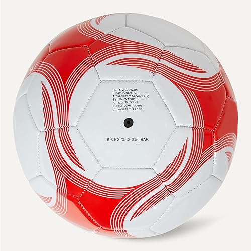 Miniatura 4 de Tienda Basics Durable PVC Soccer Ball with Pump for Training and Practice, Indoor Outdoor Use, White and Red