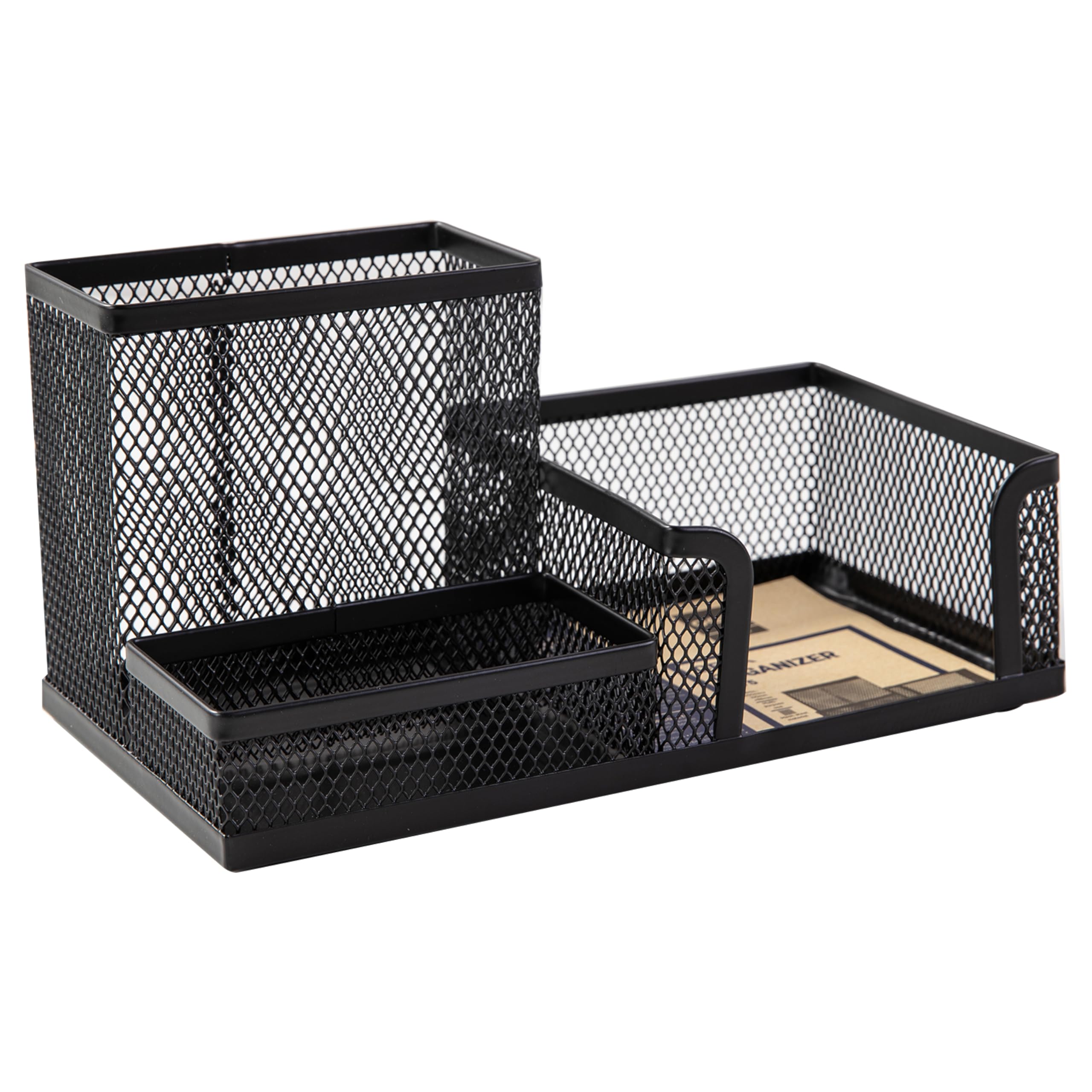 Deli Black Desk Organizer - Mesh Desktop Pen & Stationery Holder, Small Desktop Tidy For Office, School, Study & Home