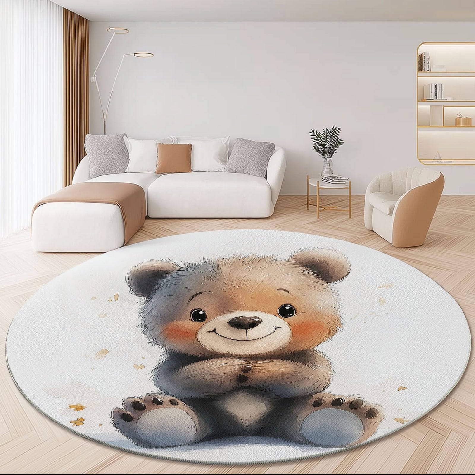 Tappeto rotondo da 210 cm, tappeto moderno antiscivolo, in flanella per interni, lavabile, morbido, per cameretta dei bambini, stanza dei giochi, camera da letto, 210 cm, multicolore