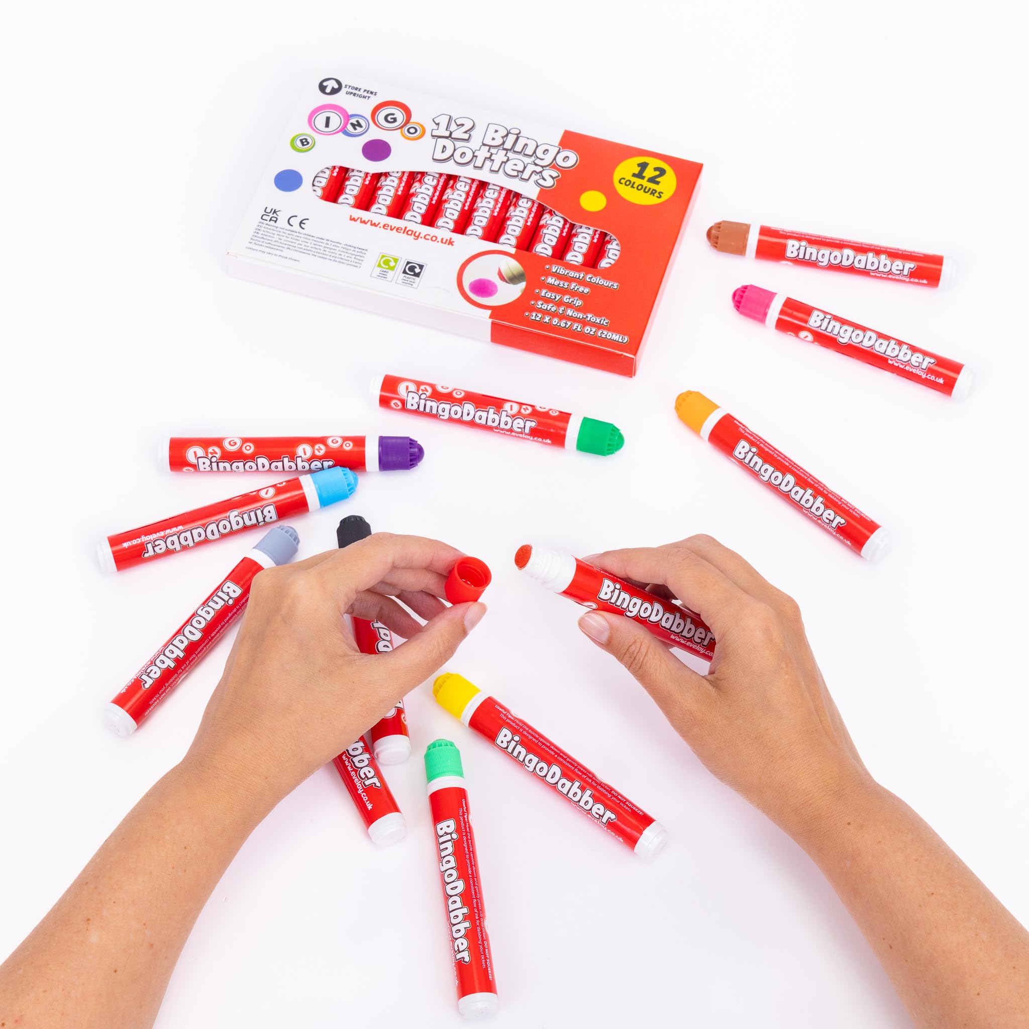 evelay 12 farbige Bingo-Dabber-Filzstifte, gemischte Stifte, Ticket-Dobber, tropffrei
