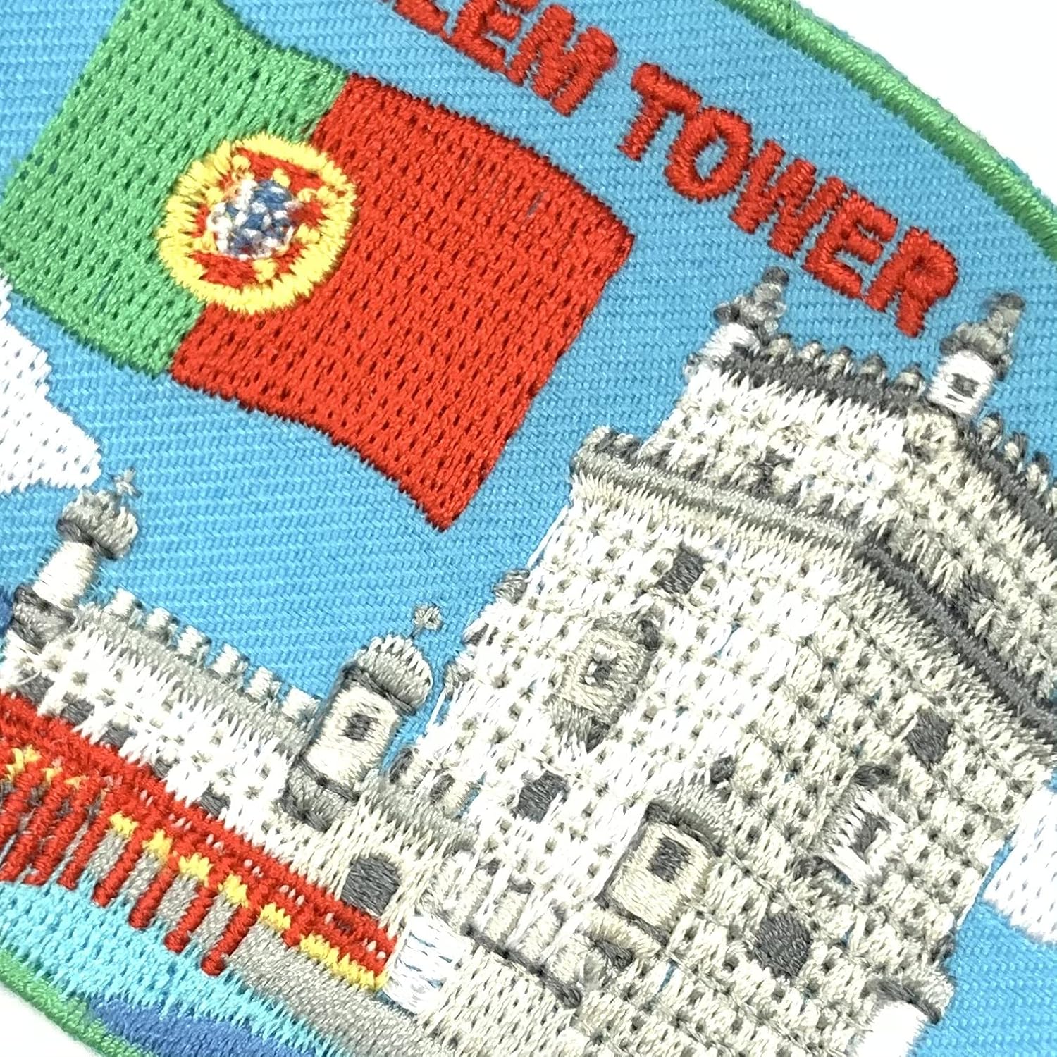A-ONE 2 PCS Pack- Lisbon Belém Tower Emblem+Portugal Flag Lapel Pin, Country Theme Landmark Patch, DIY Sew-on/Iron-on Travel Patch, Decorative Badge, Patch Set, Embroidery Bundle NO.349P