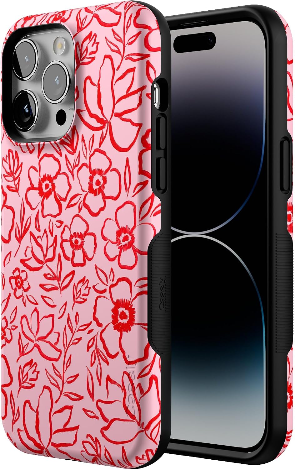Casely iPhone 14 Pro Max Case | Blush Garden | Floral Doodle | Bold Protective Design | Compatible with MagSafe