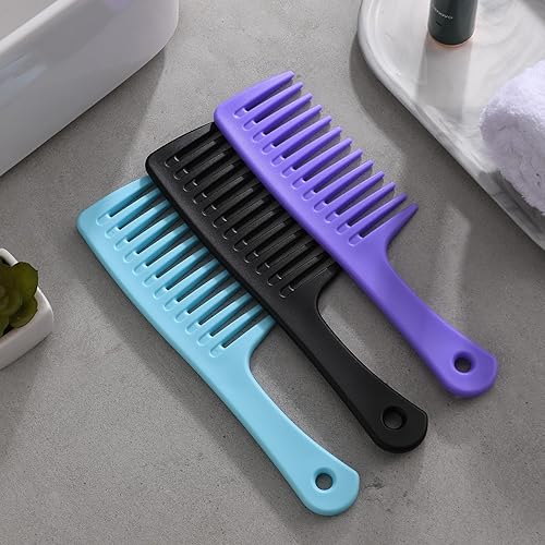 Miniatura 8 de Peine de dientes anchos y cepillo desenredante grande, duradero para el mejor peinado y cuidado profesional, adecuado para tipos de cabello rizado,