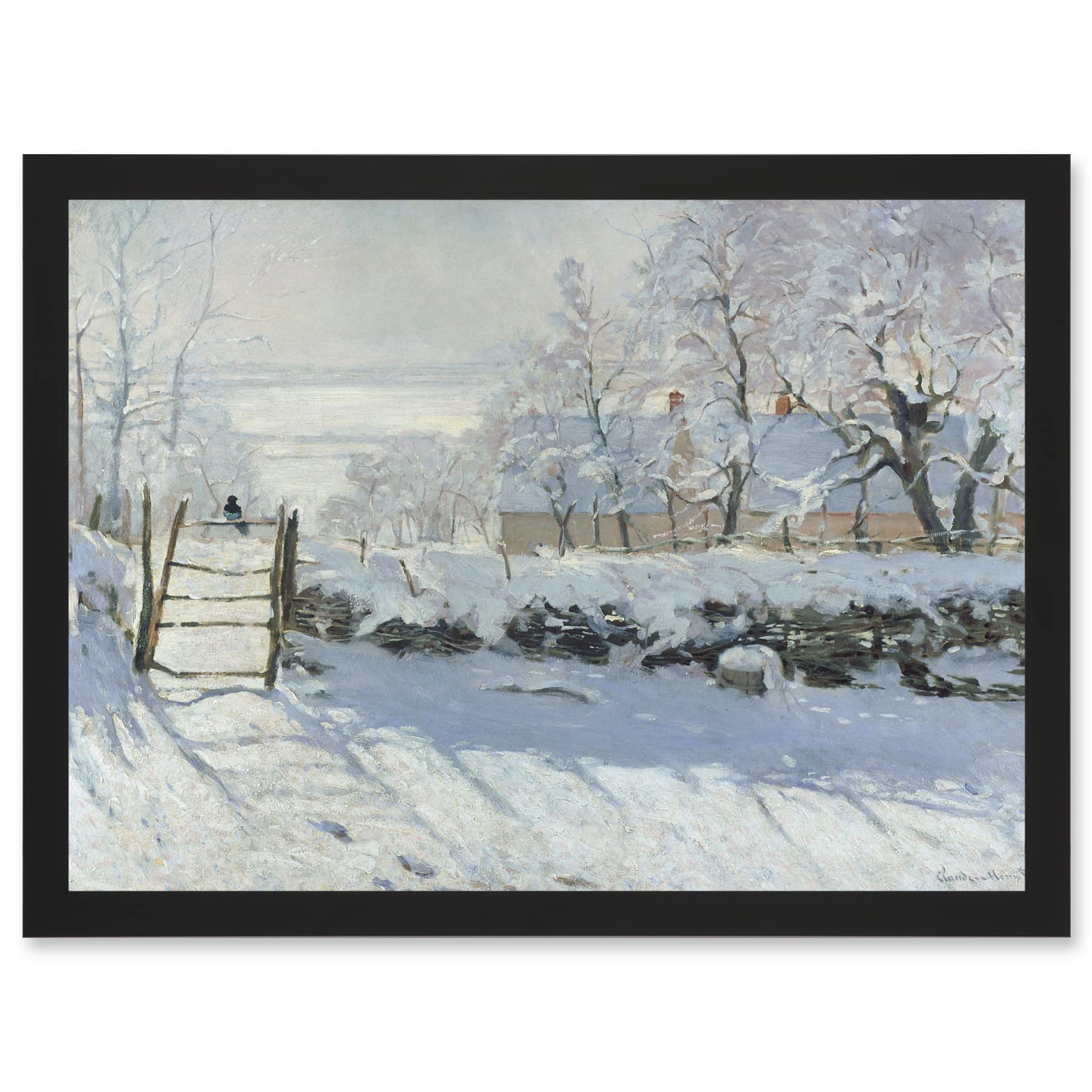 Artery8 Claude Monet Magpie Old Master Art A4 Artwork Framed Wall Art Print