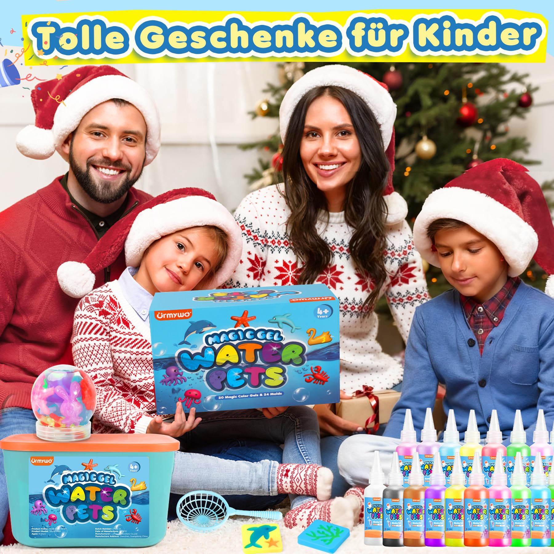 URMYWO Magic Water Gel Toy Kit, DIY 3D Magisches Wassergel-Spielzeug, Aqua Gelz Set mit 20 Farben & 24 Formen, Kreatives Spielzeug Geschenk für Kinder ab 3+, Jungen und Mädchen
