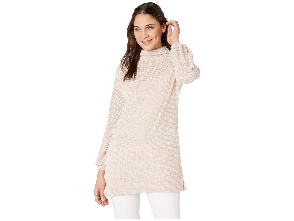 

BCBGeneration Funnel Neck Tunic Long Sleeve Knit Top (Rose Smoke) Women's Clothing, Pink