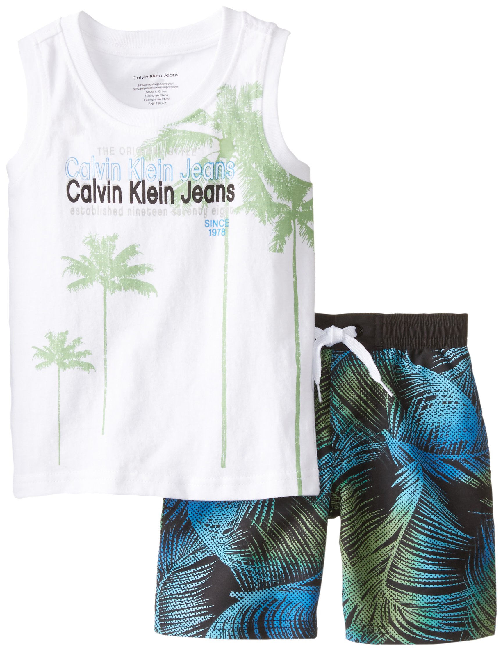 Calvin Klein Little Boys' Toddler Tank with Printed Shorts