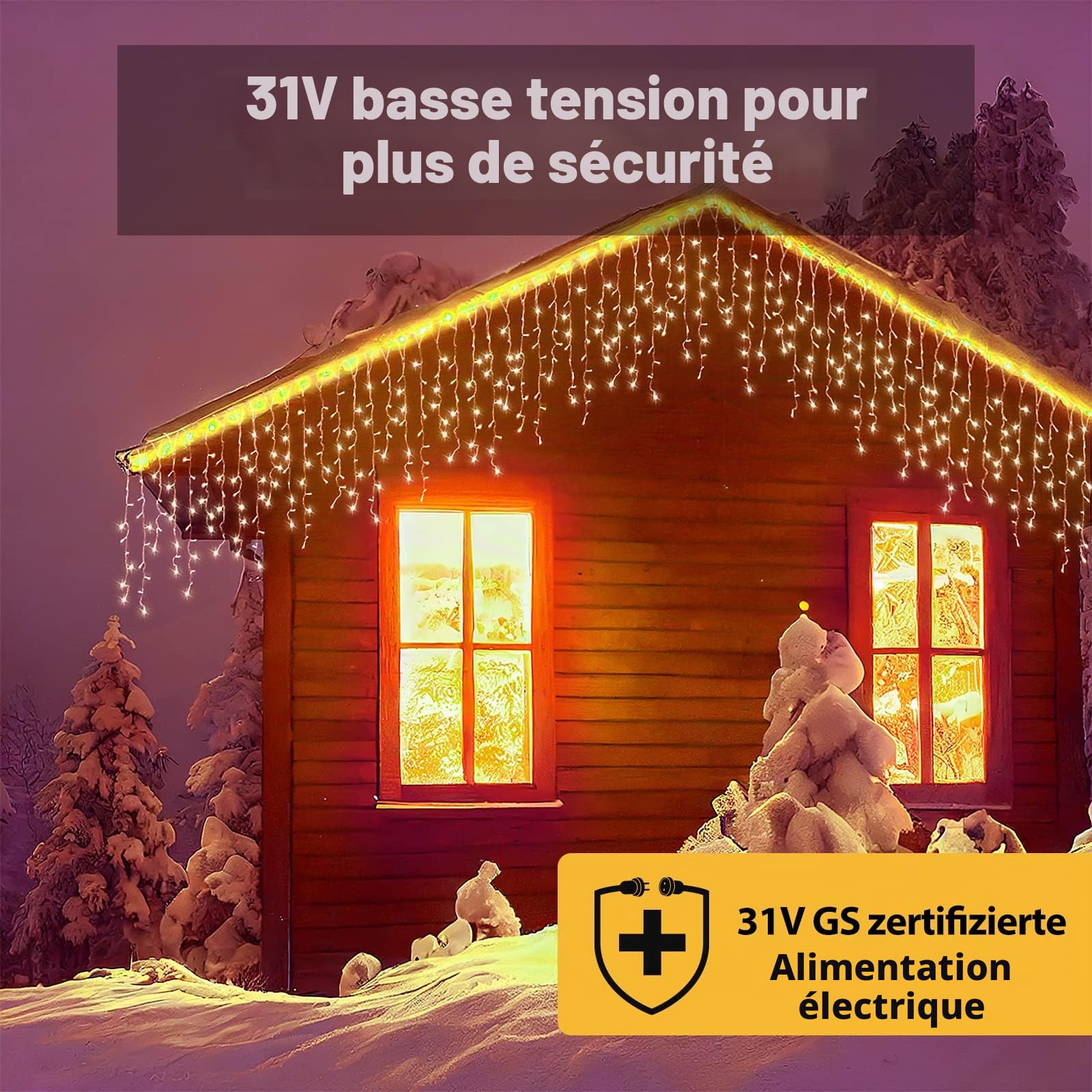 SALCAR Rideau de Lumières LED Pluie de Glace Extérieur 10m avec Télécommande, 400 LEDs Décoration Intérieur Noël 8 Modes, Imperméable Guirlande Lumineuse pour Balcon Pavillon, Blanc Chaud