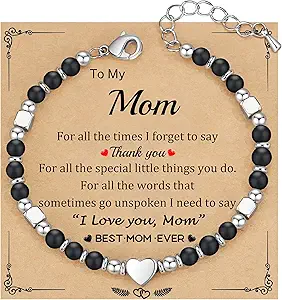 Christmas Gifts for Women, Stocking Stuffers for Teens Beaded Bracelets for Women Gifts for Mom Christmas Gift Mothers Day Gift for Grandma Daughter Bonus Mom Nature Stone Bead Bracelet Graduation Jewelry for Her 2026