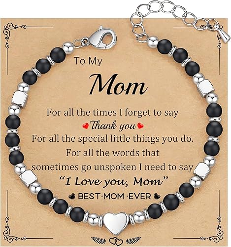 Christmas Gifts for Women, Stocking Stuffers for Teens Beaded Bracelets for Women Gifts for Mom Christmas Gift Mothers Day Gift for Grandma Daughter Bonus Mom Nature Stone Bead Bracelet Graduation Jewelry for Her 2026