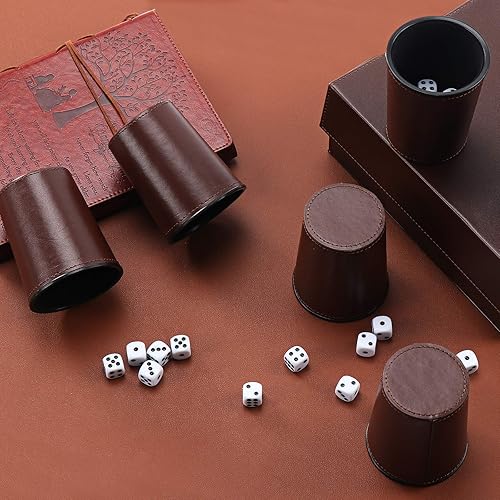 Miniatura 5 de Leather Dice Cup Set 6 Leather Dice Cups30 Dice1 Folding Tray Exclusive Storage and Transport Case Made of Faux Leather with Magnetic Closure