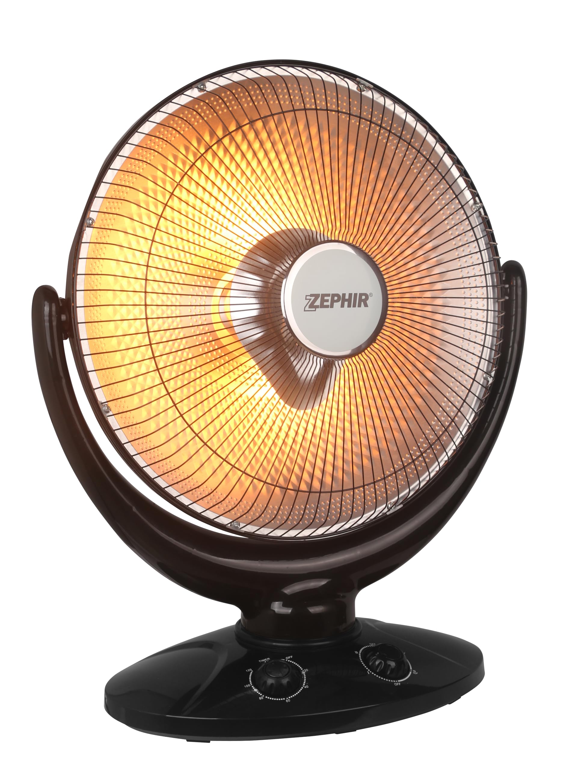 Zephir, Stufa Elettrica Oscillante 900W, Stufa Carbonio 2 Livelli di Potenza (450/900W), Maniglia, Inclinabile, Timer, Sistema Anti Ribaltamento, Colore Nero