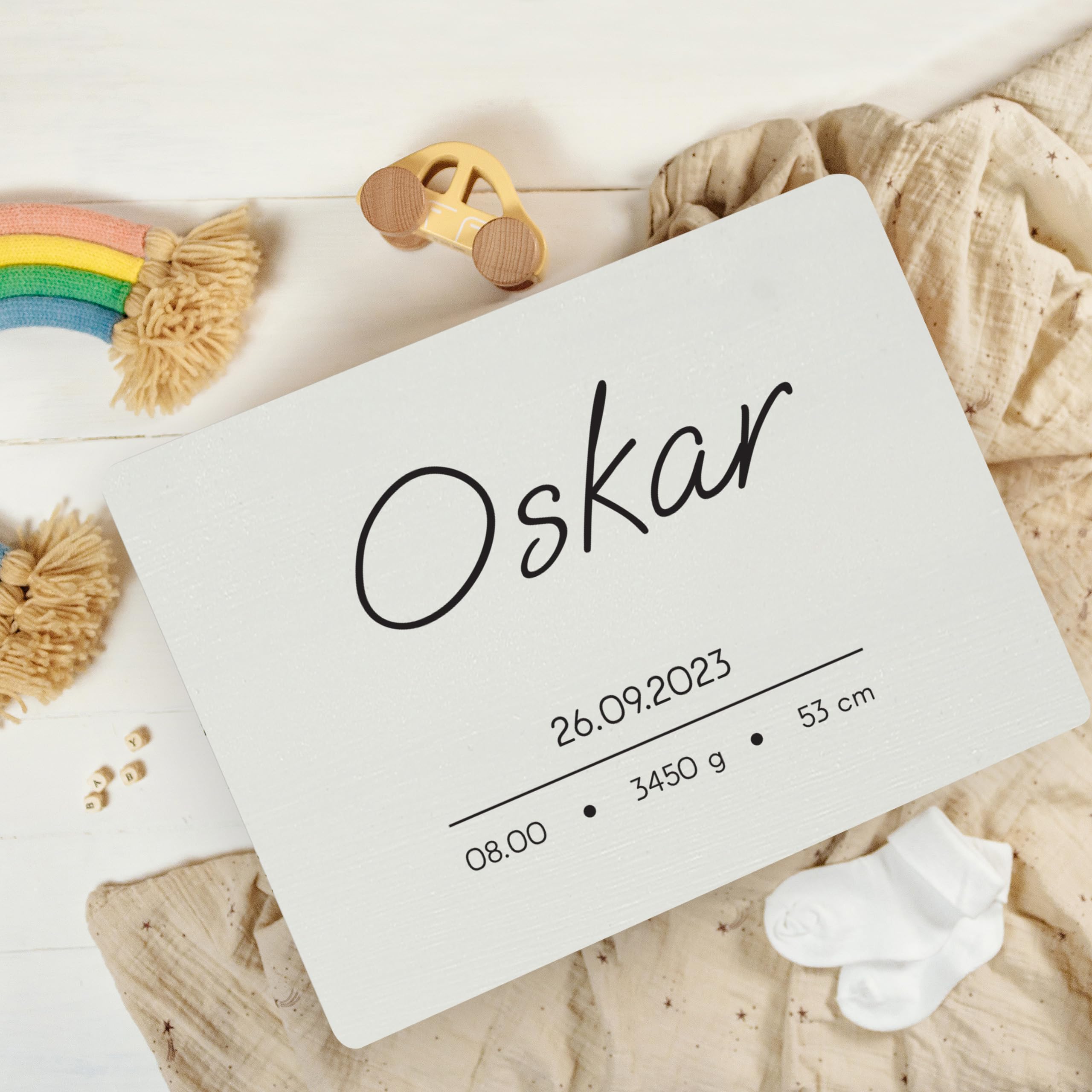 Creative DECO Blanca Caja de Recuerdos Personalizada para Bebés/Regalo | Nacimiento Personalizado con Nombre | Minimalista Lunares | Cajas de Madera Personalizadas para Niños | para Niño y Niña