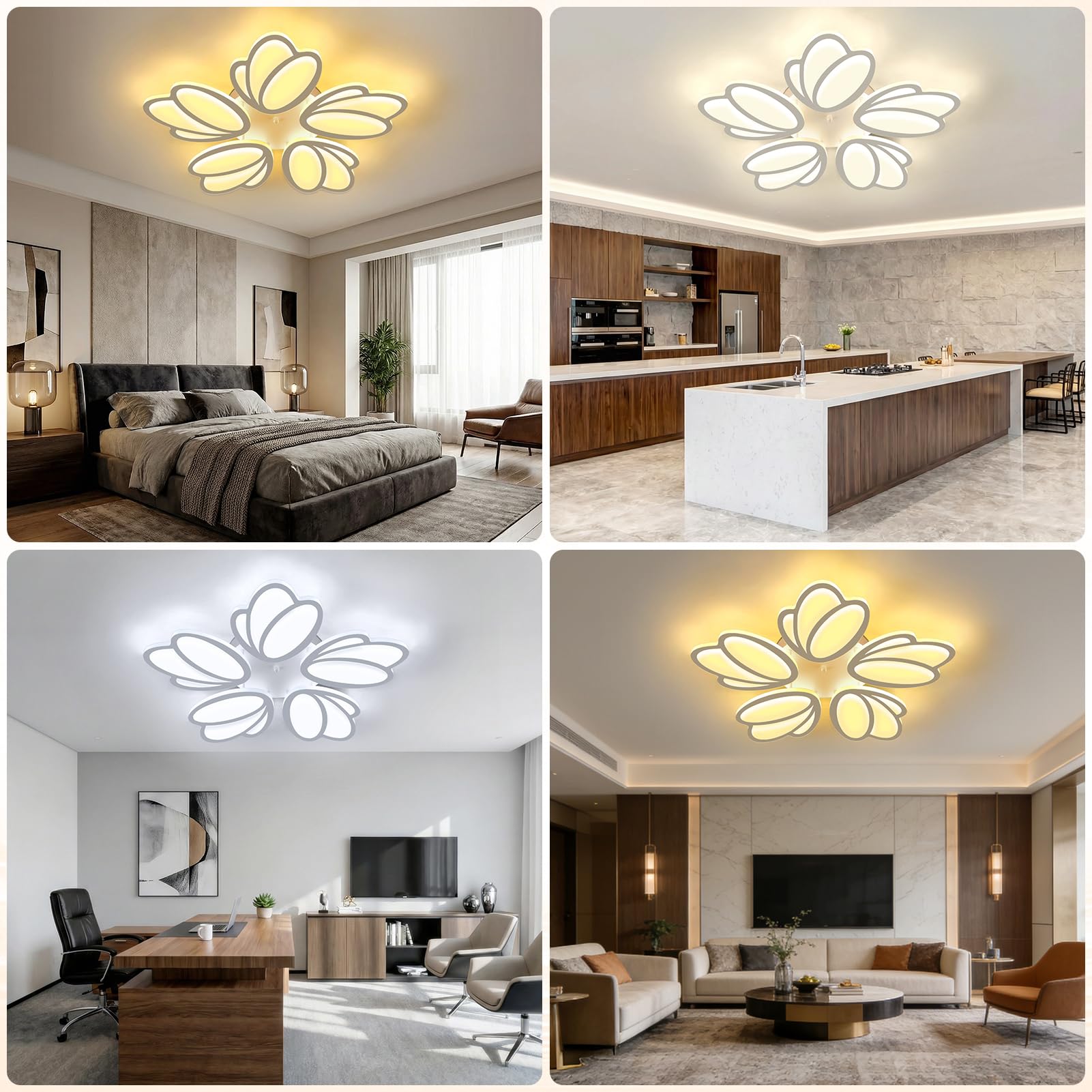 Ventilatore da Soffitto con Luce e Telecomando, 6 Velocità del Vento Regolabile, 5 Pale Lampadario con Ventola 3000K 4500K 6500K, Plafoniera con Ventilatore per Camera da Letto Soggiorno
