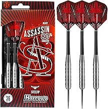 Harrows Assassin Tungsten Darts | Steel Darts Set with Carry Case | Available in 30g, 32g, 34g, 36g, 38g & 40g | Includes Nylon Shafts, 100-Micron Prime Flights, and Travel Case