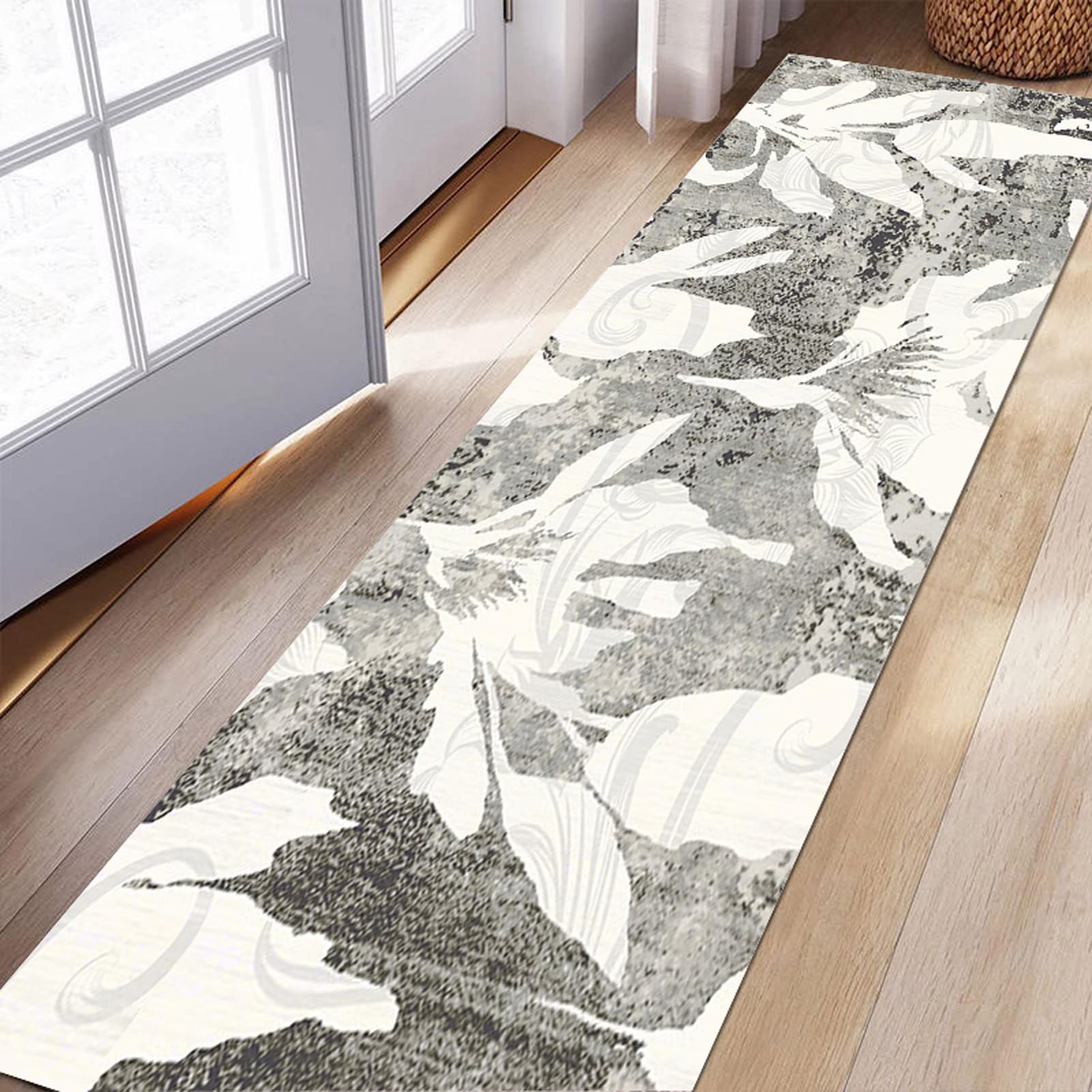 Tappeto Cucina Grigio bianco Antiscivolo Tappeto Corridoio Passatoia Antiscivolo Lavabile Tappeto Durevole Tappeti Runner Lungo Moderno Tappeto 70x250cm Per Cucina,Camera,Soggiorno Ingresso