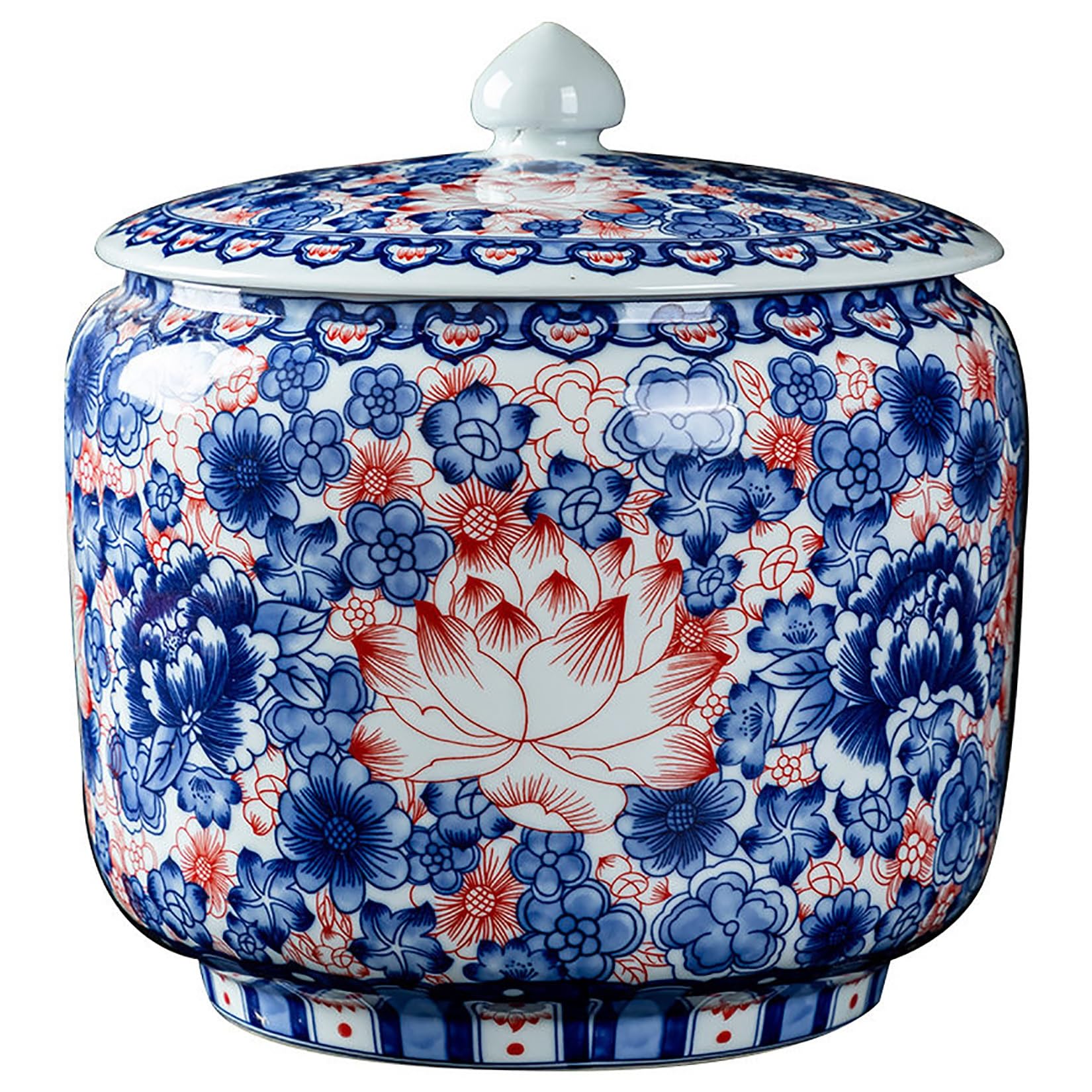 MMleYN Ceramic Rice Storage Container With Sealed Lid, Chinese Ceramic Rice Jar & Dispenser, Food Airtight Storage Jar For Rice, Soybeans, Flour, Snacks, Pet Food(A,5kg)