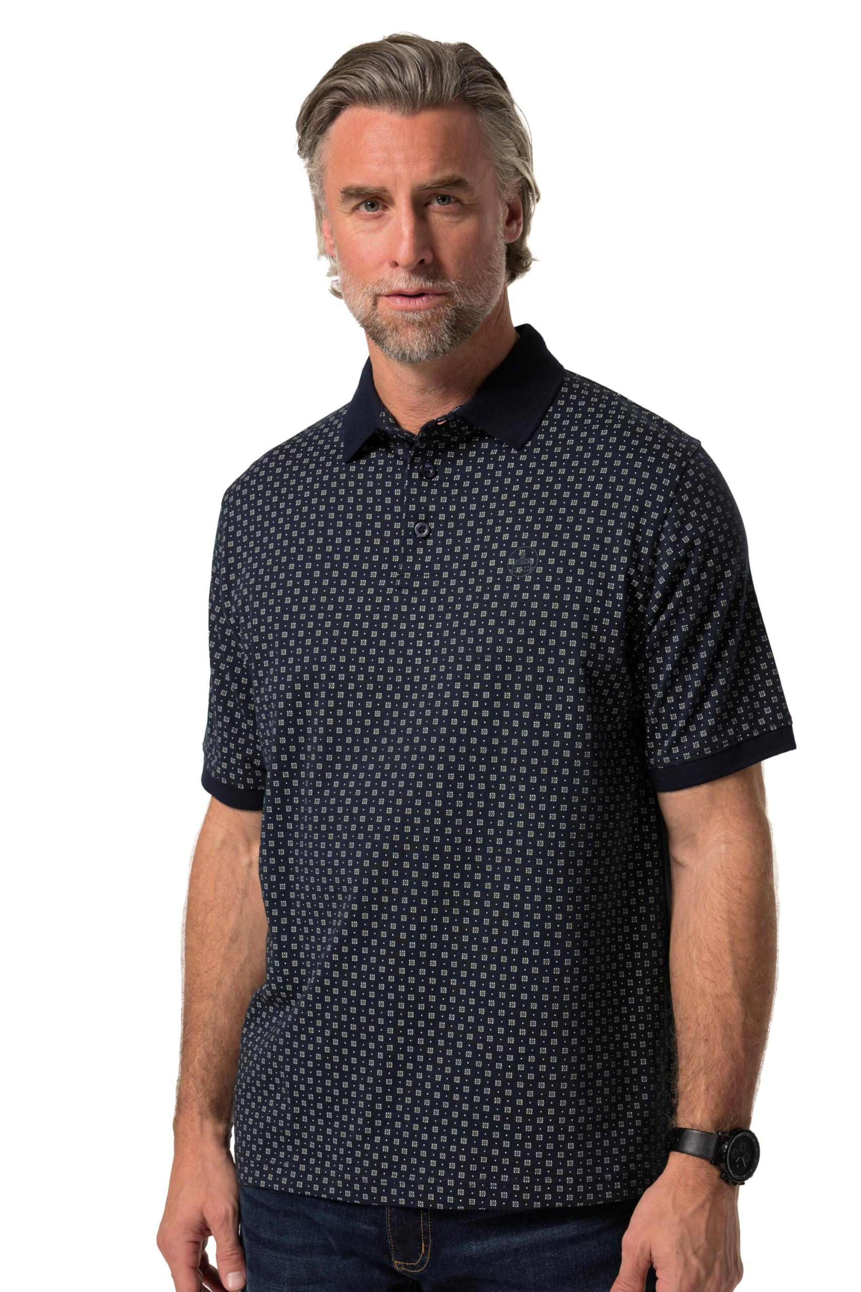 Boston Park Herren große Größen Übergrößen Menswear L-8XL Poloshirt, Halbarm, Minimal-Print 838474