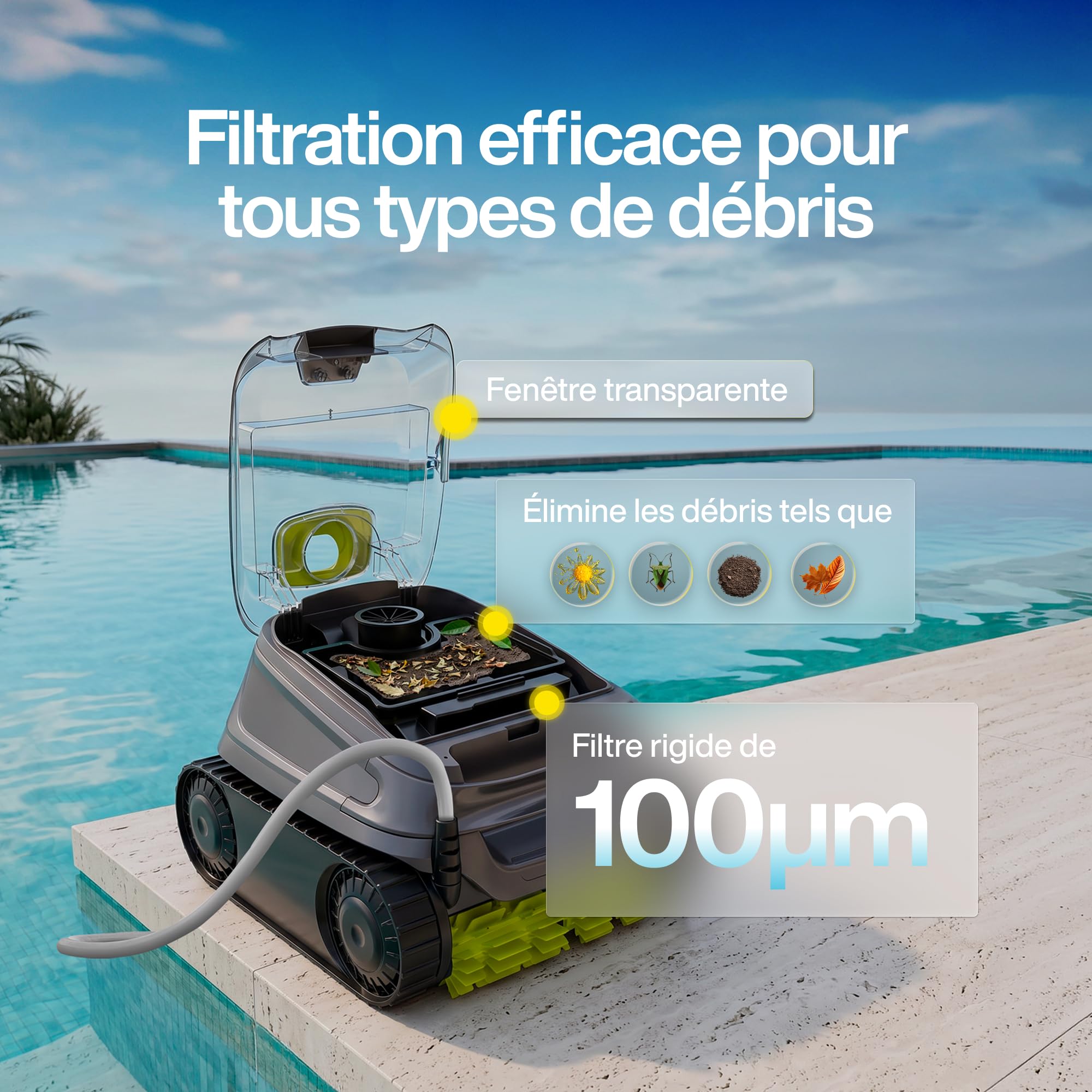 Zodiac CNX 2020. Robot Nettoyeur de Fond avec Câble. Piscines jusqu'à 50m²