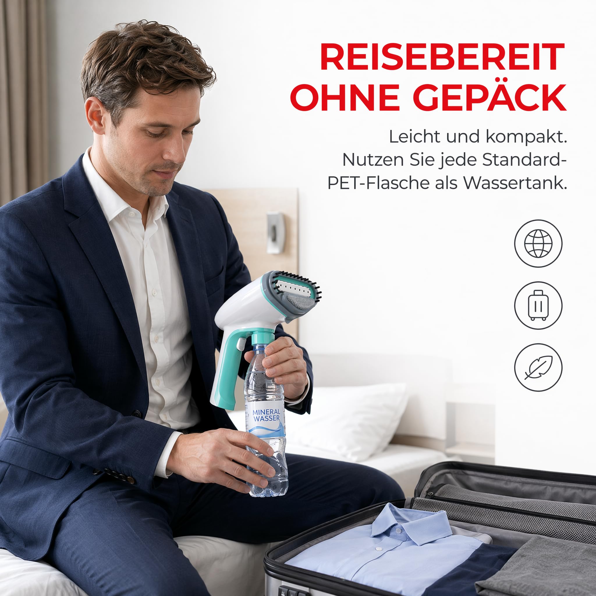 Trisa Fresh Up Dampfbürste 1500W, 35g/min, 35 Sek Aufheizzeit, PET-Adapter