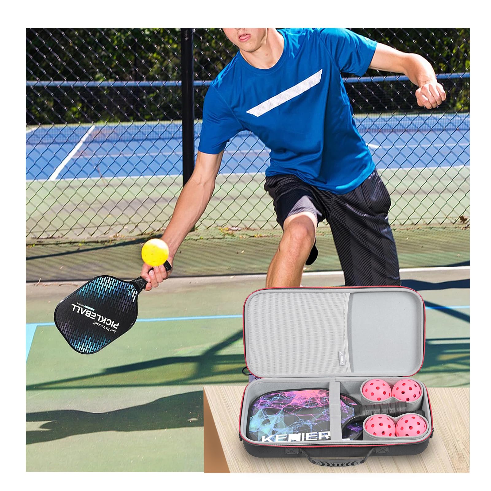 RLSOCO Pickleball Schläger Tasche für BAGAIL/Amoswiz/Topfinder/Friday/adidas/Ergonomicstar/Sonix/Onix Pickleball Schläger - Passend für 2 Paddel und 4 Bälle (Nur Tasche)