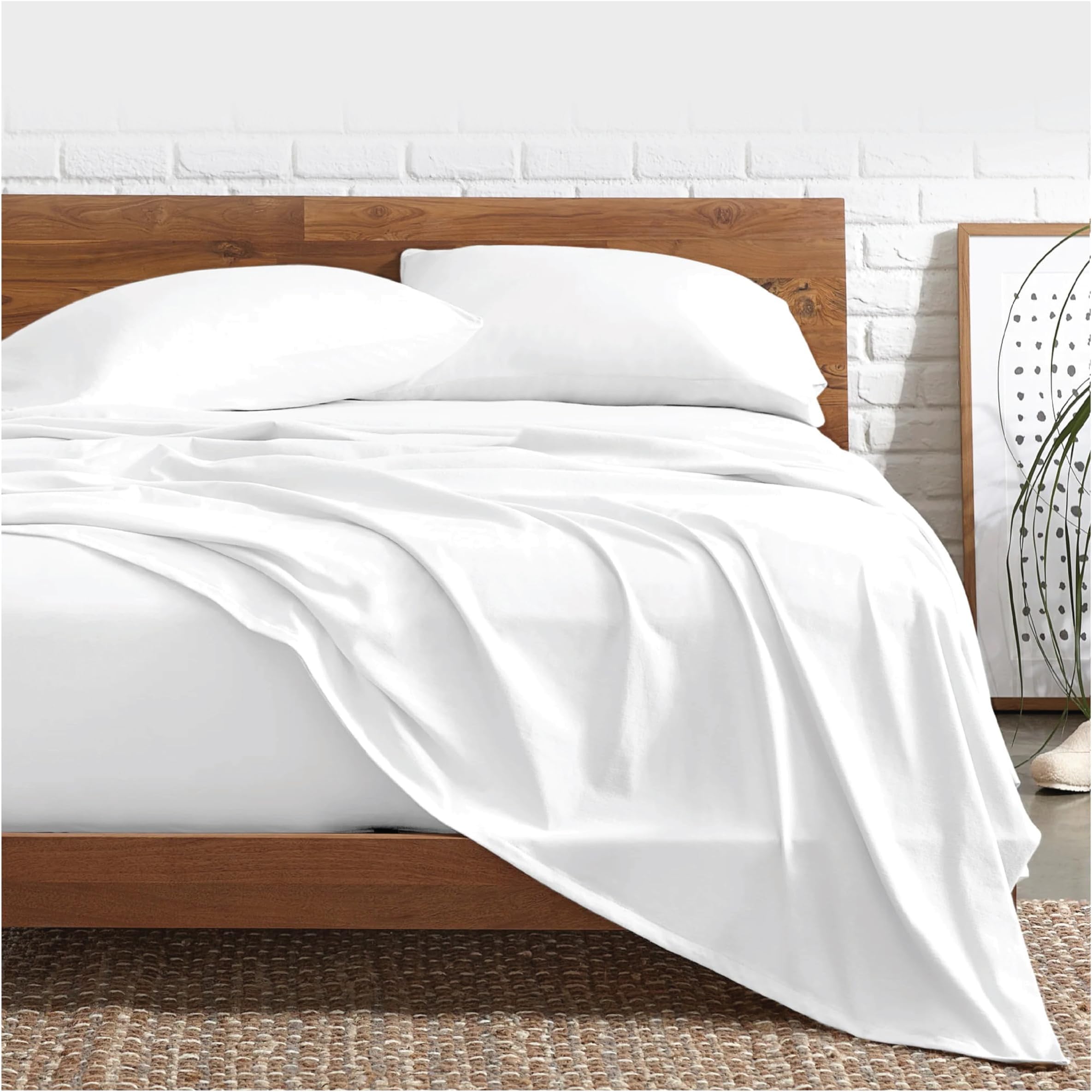 Funky Gadgets Flat Sheets Double 100% Egyptian Cotton Bed Sheets 300 Thread Count Luxury Hotel Quality Flat Sheet Plain Dyed Breathable White Sheets (230 X 255cm).