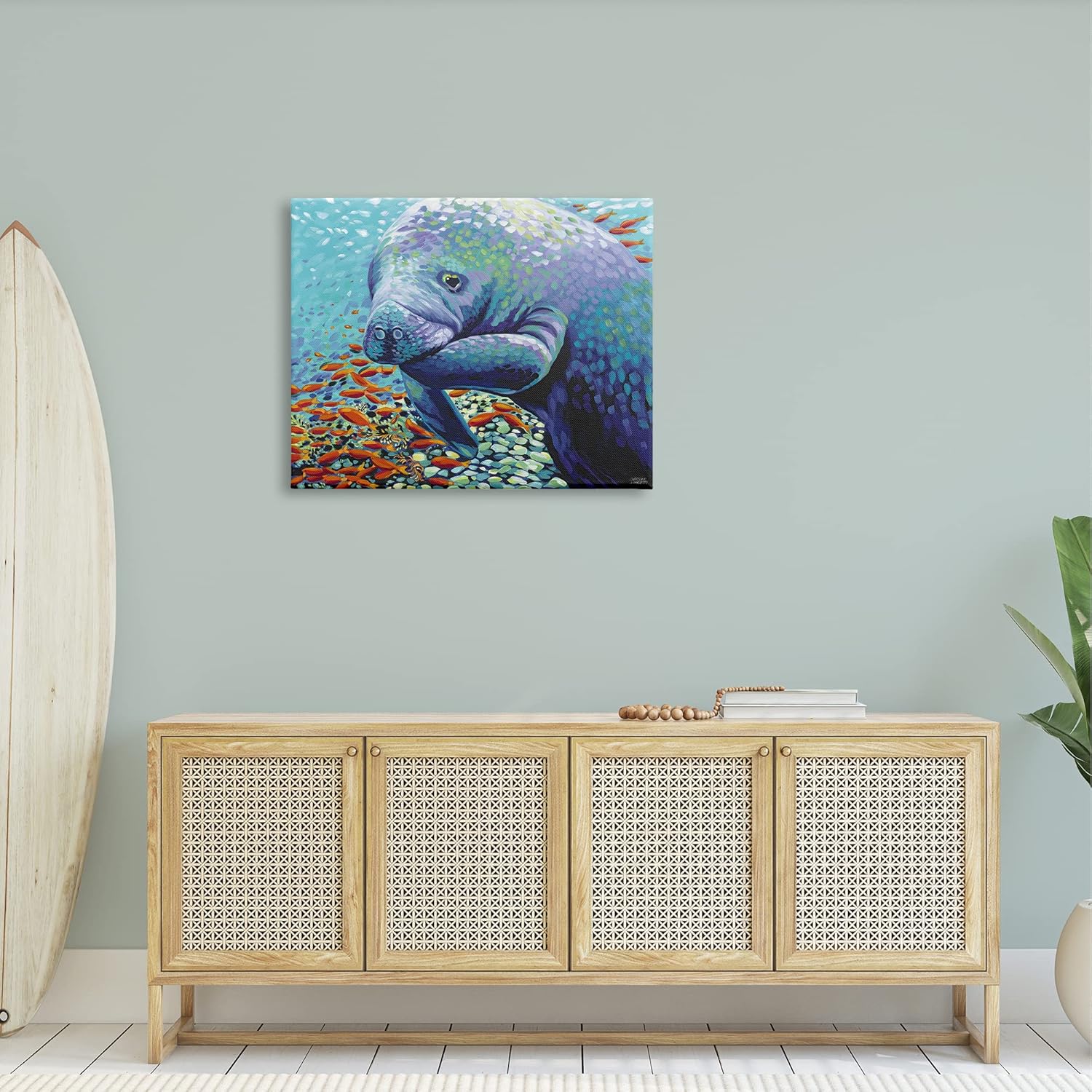 Stupell Industries Underwater Manatee Impressionist Canvas Wall Art, Design by Carolee Vitaletti