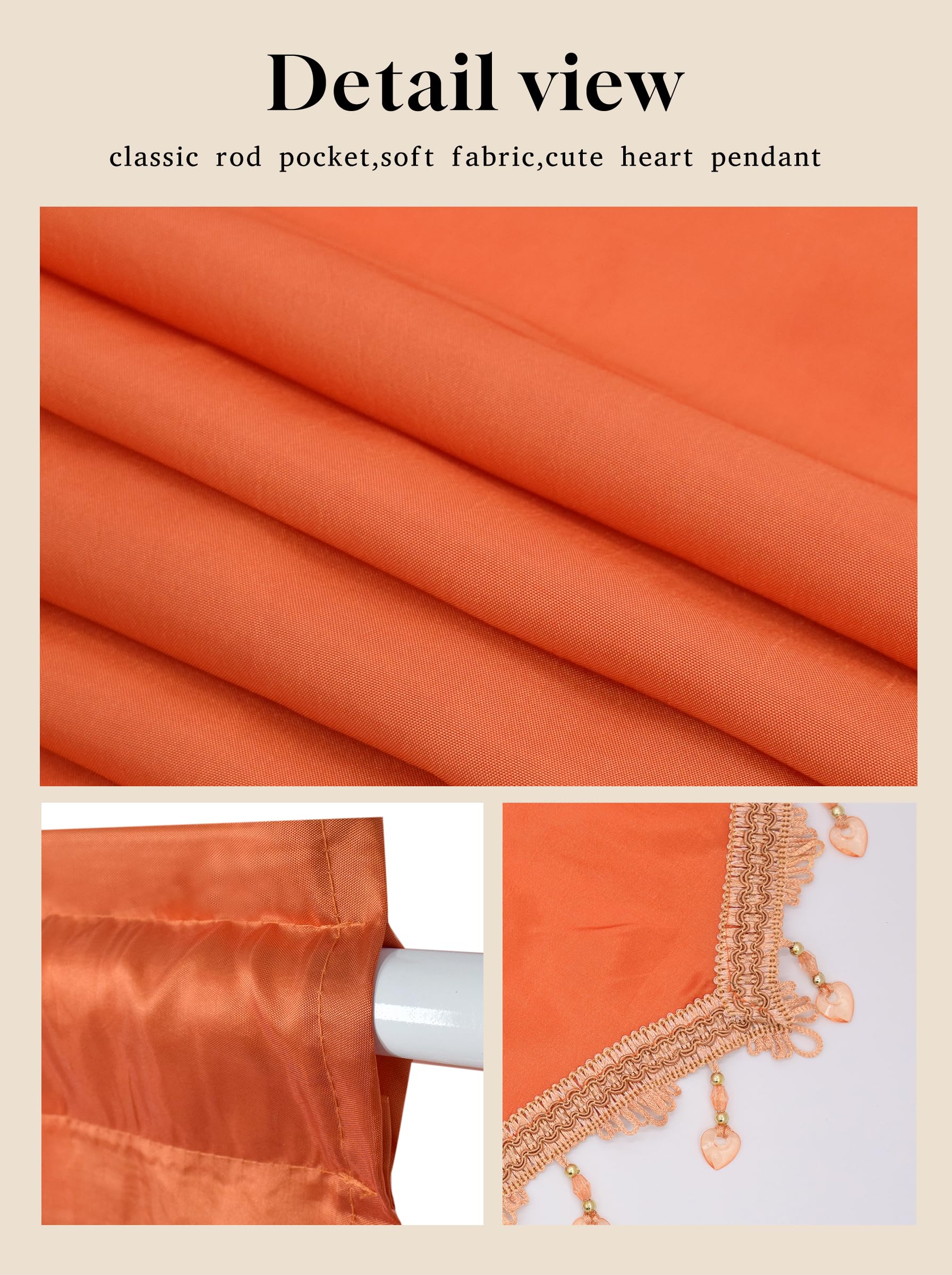 Molaxhome Swag Curtain Scalloped Curtain Valance Drape Sheer Lace Panel 1pc, Cloth Orange, W 51.2" x L 23.6" (1 Panels) - Image 8