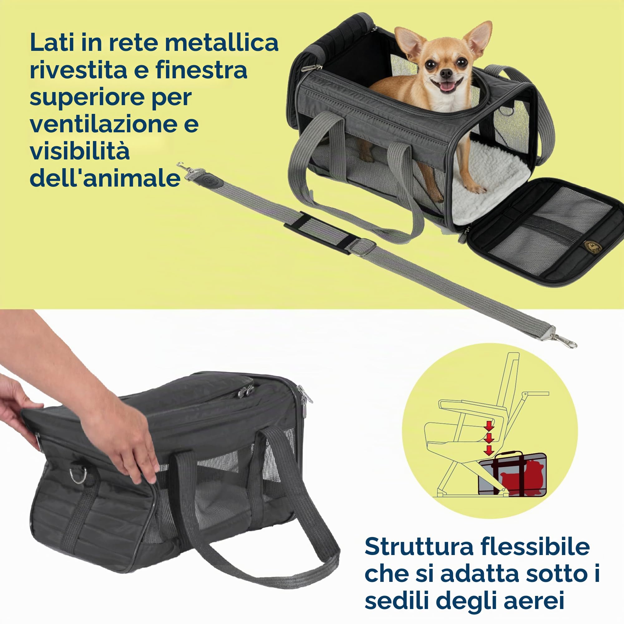 Sherpa Genuine Deluxe Pet Carrier – Compagnia Aerea Approvato e garantito a Bordo – Grigio Antracite, Piccolo