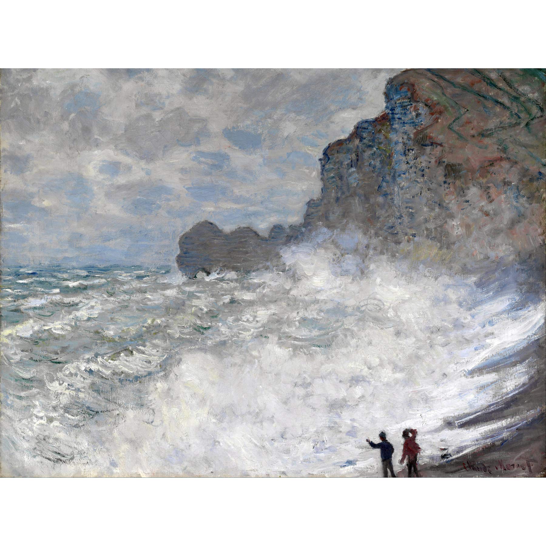 Claude Monet Rough Weather At Etretat Large Art Print Poster Wall Decor Premium Mural
