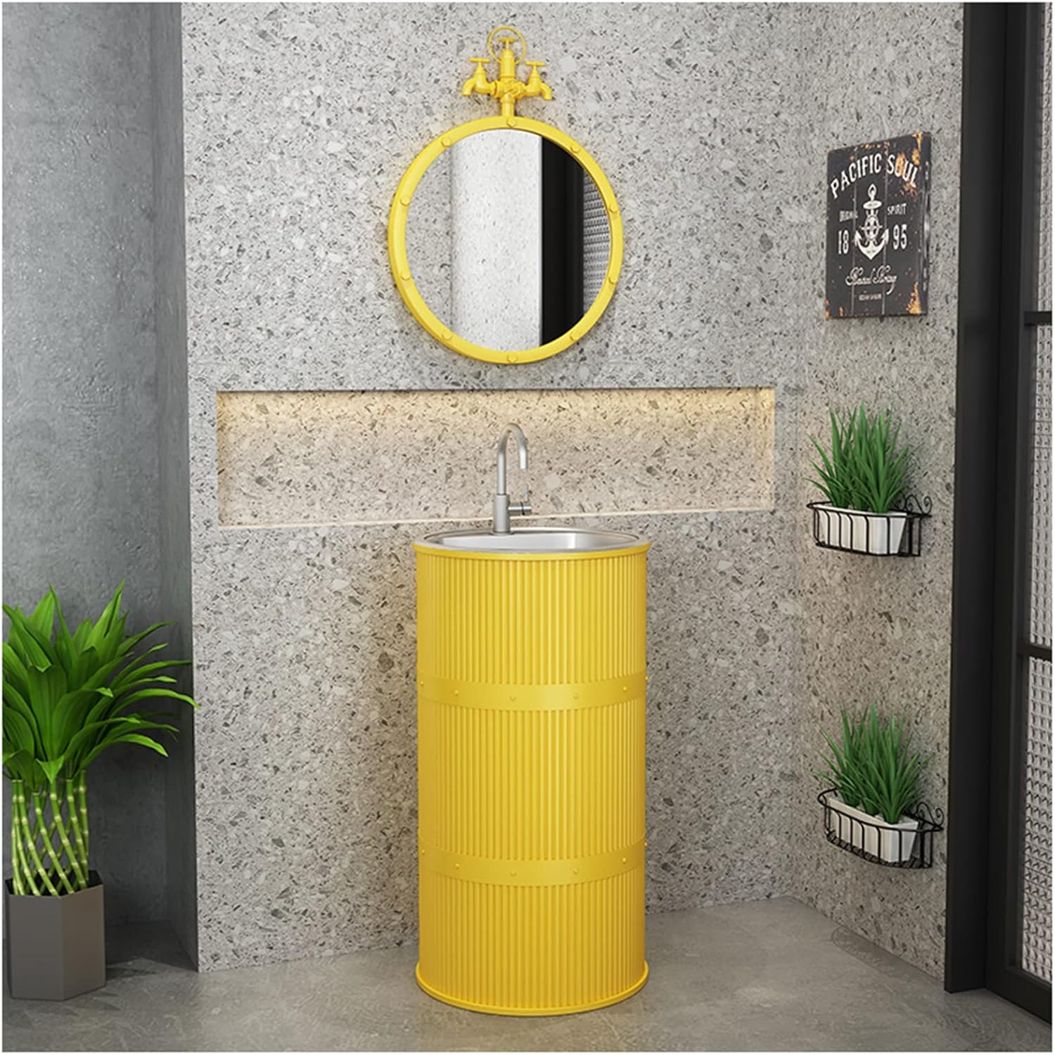 Amazon.com: ZTGL Pedestal Sink Cabinet Cylindrical Retro Industrial ...