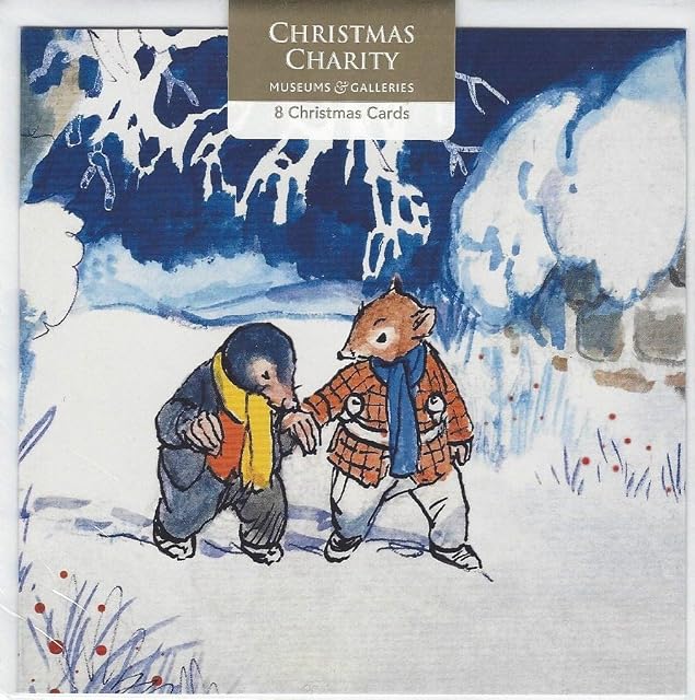 Charity Christmas Cards by Museums & Galleries -Ratty & Mole in the snow - Supports: British Heart Foundation,Marie Curie,Mind,NSPCC & Shelter - Pack of 8 Cards & Envelopes