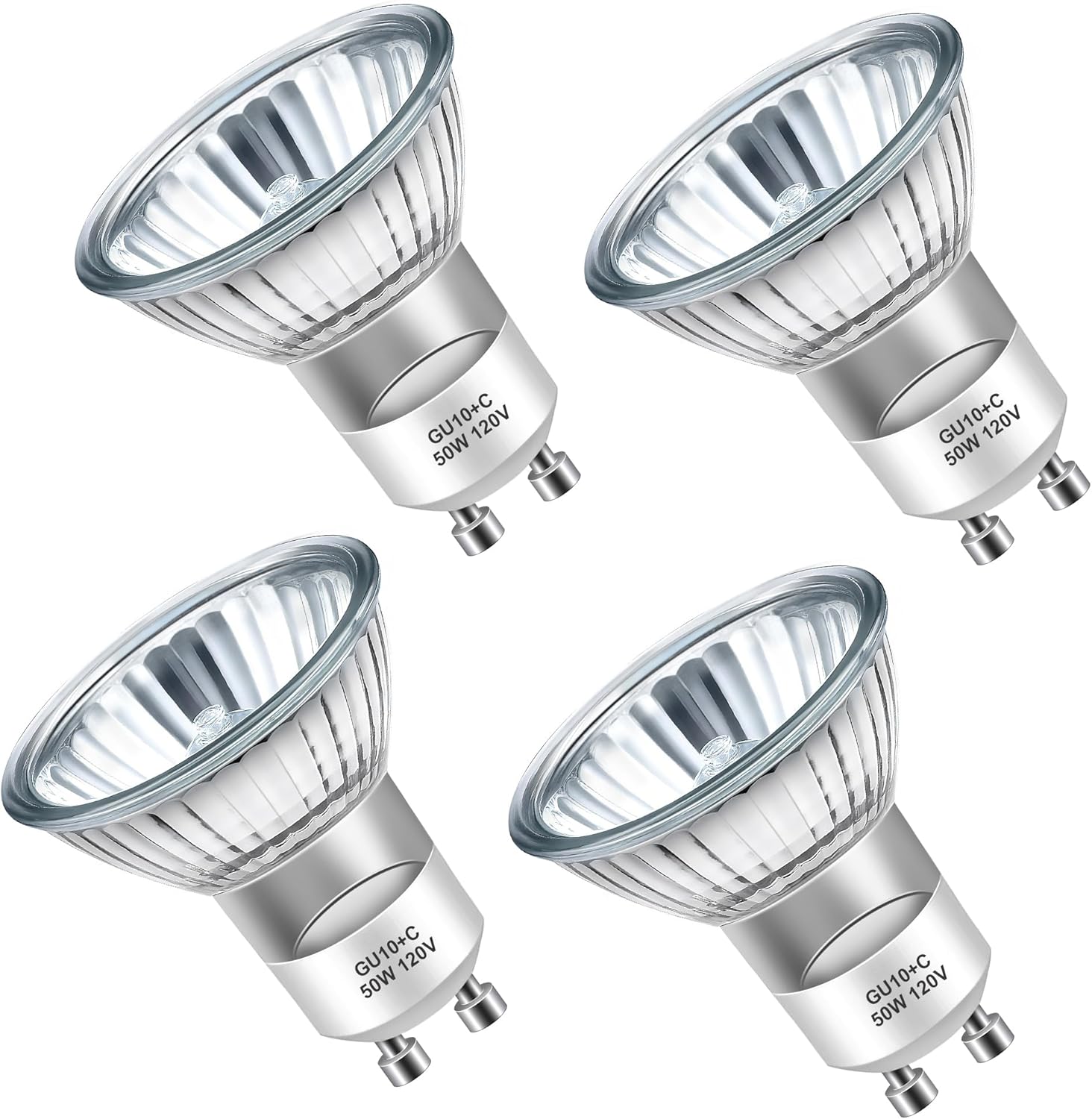 GU10 Halogen Bulbs 50W 120V, MR16 GU10+C Halogen Light Bulb for Candle Warmer Lamp Dimmable, Scented Wax Burner, Warm White NP5 Replacement Bulb for Track Lighting, Range Hood Lights, JDR Bulb, 4 Pack