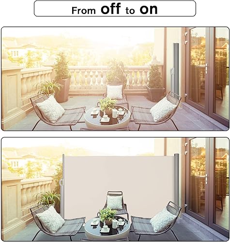 Miniatura 2 de LUCKYERMORE Toldo lateral retráctil plegable de 118 pulgadas de largo x 63 pulgadas de alto, vista cortada y añade un espacio privado, parasol