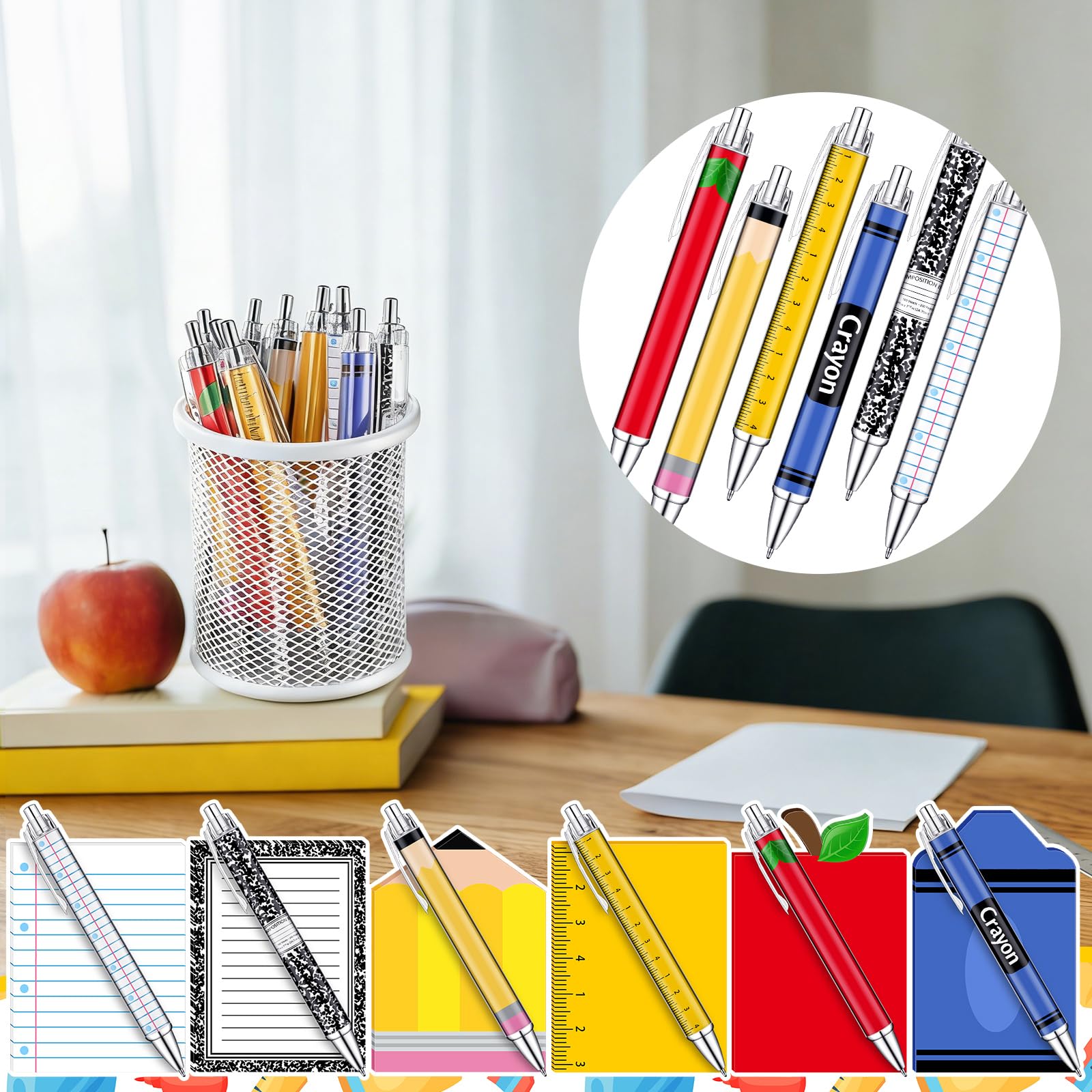 Eaasty 48 Pcs End of Year Teacher Gifts Bulk Cute Composition Notepads and Ballpoint Pens with Ribbon Inspirational Back to School Thank You Gifts for Teacher, Student, Staff, Coworker