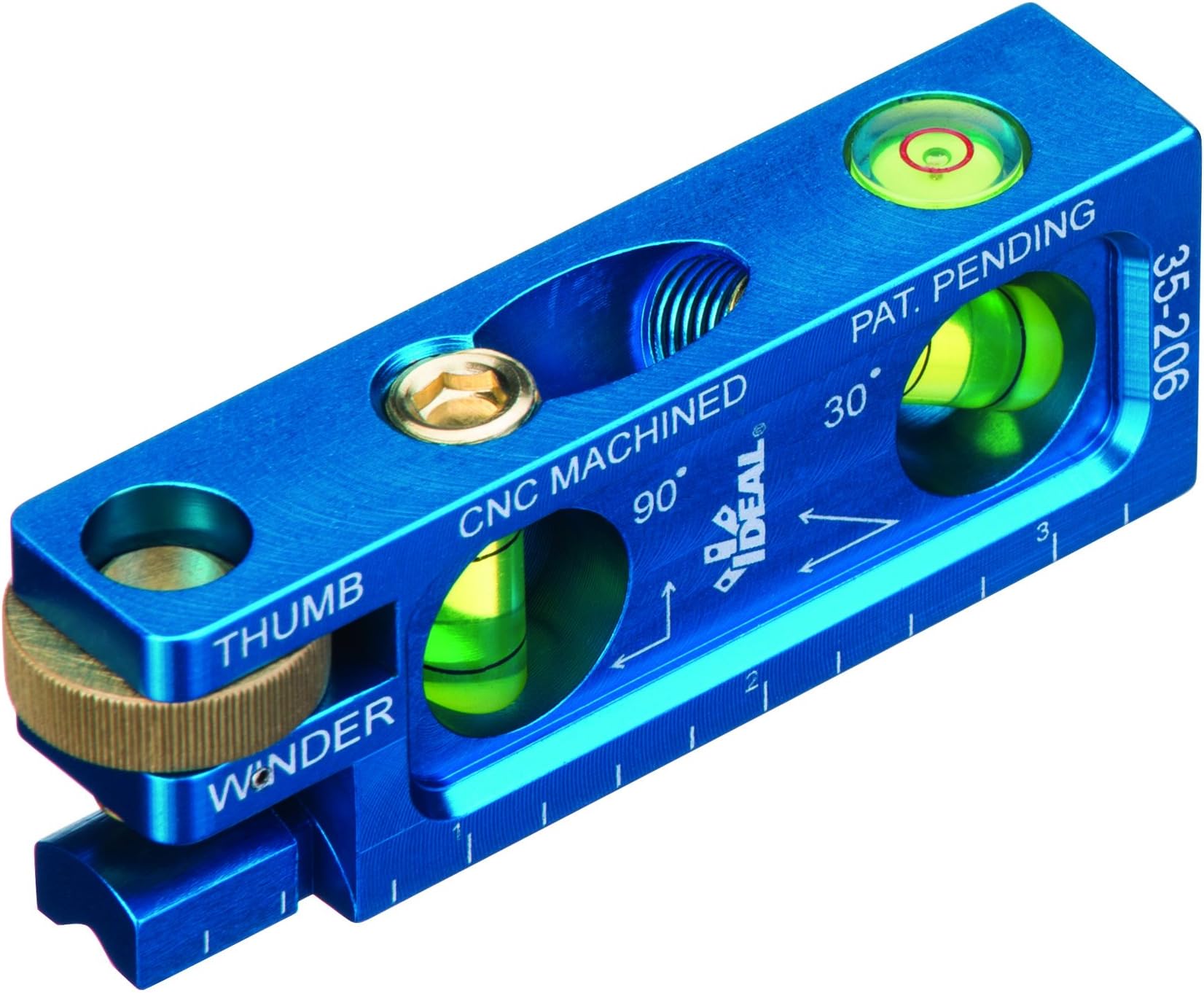 IDEAL Electrical 35-206 Electrician Level CNC Machined Aluminum Level with 2 Acrylic Vials, Magnetic Jaw, Thumb Winder,Blue