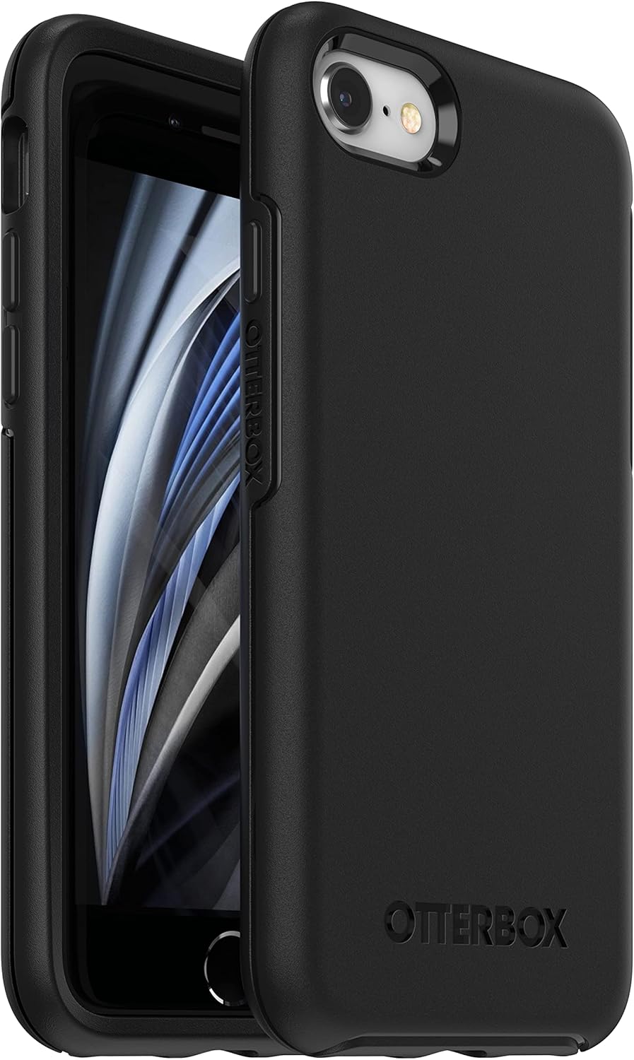 OtterBox iPhone SE 3rd/2nd Gen, iPhone 8/7 (Non-retail/Ships in Polybag) Symmetry Series Case - BLACK, ultra-sleek, wireless charging compatible, raised edges protect camera & screen