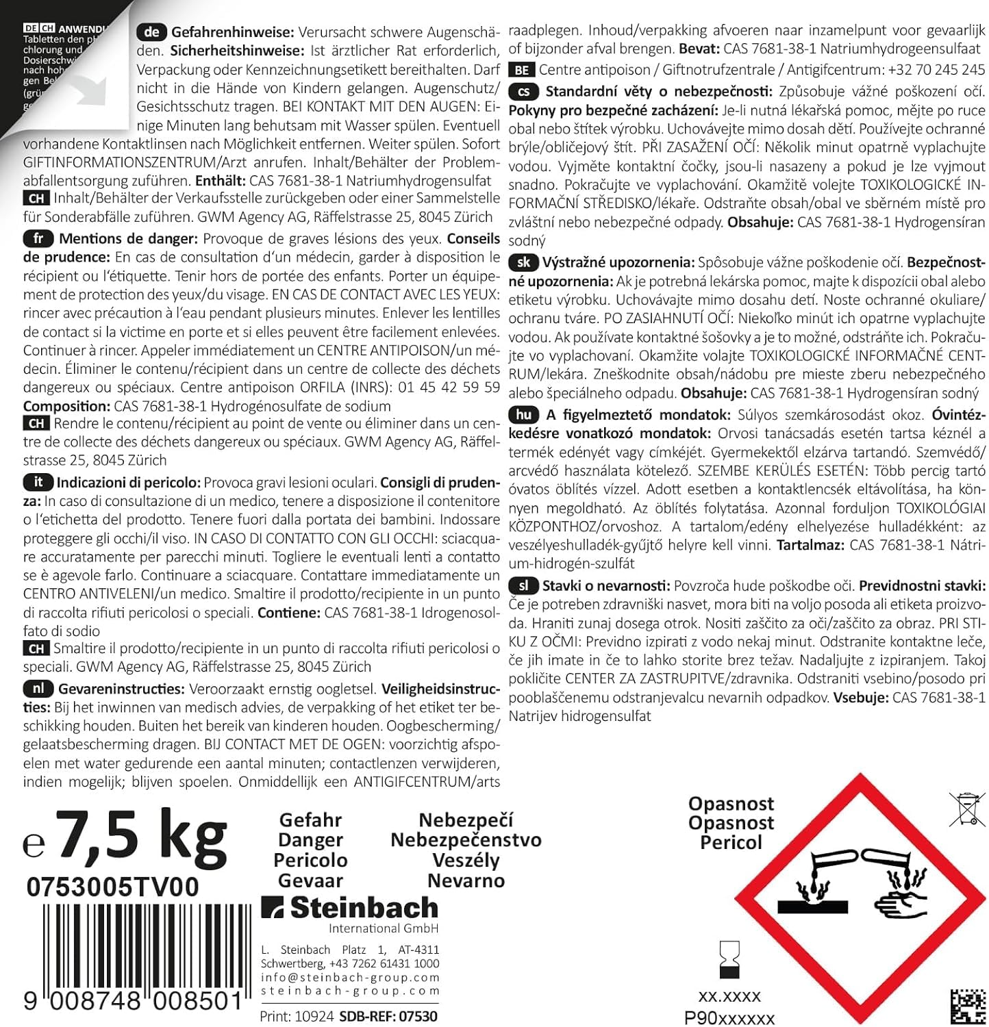 STEINBACH | Wasserpflege Set Classic XL I Pool Chlor Starterset für Einsteiger I Mini-Multitabs, Kristallklar, Dosierschwimmer, Testkit, pH-Senker & Chlorgranulat | Pool-Zubehör-Set für Anfänger