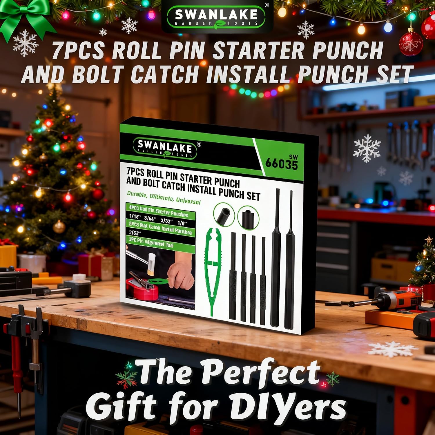 7-Piece Premium Roll Pin Starter Punch and Install Punch Set - 1/16, 5/64, 3/32, 1/8-inch