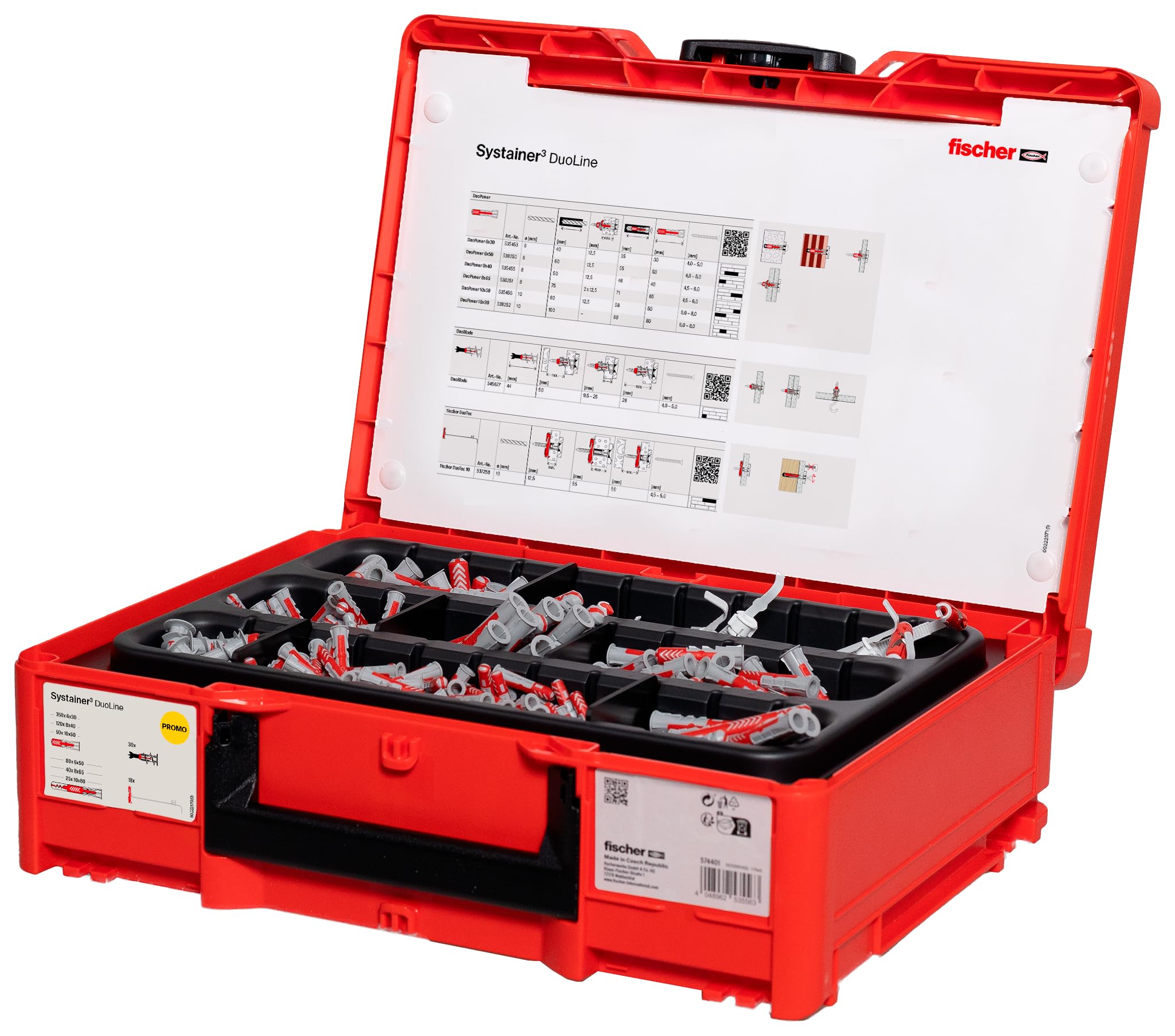 fischer Tanos-Box DuoLine, 713-częściowy zestaw kołków rozporowych, średnica 6-10 mm, długość 30-80 mm, DuoPower, DuoTec i DuoBlade dla większej funkcjonalności, wydajności i bezpieczeństwa, dla