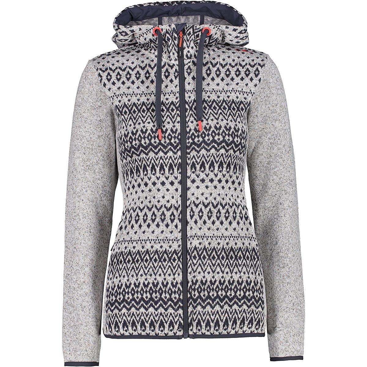 CMP Knittech - Cazadora de Forro Polar con Capucha para Mujer, 06XH BONE-TITANIO, 38