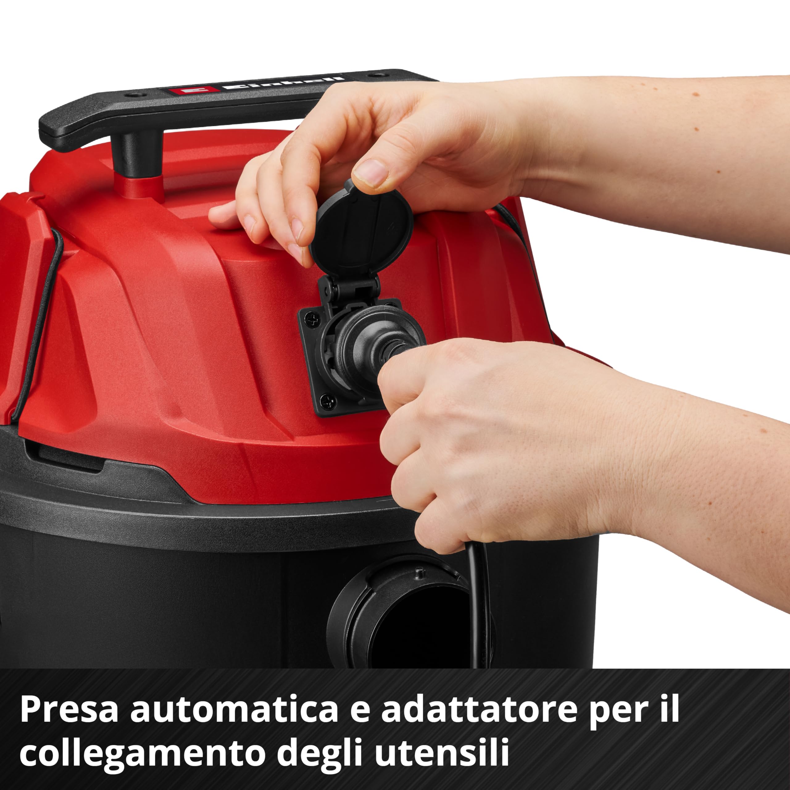 Aspiratore a secco e umido Einhell TC-VC 3055 A (850 Watt, aspirazione 190 mbar, presa automatica, serbatoio di raccolta da 30 litri, maniglia di trasporto, bocchette, filtri e sacco raccogli-sporco) | 850 W, 190 mbar, presa automatica, contenitore di rac