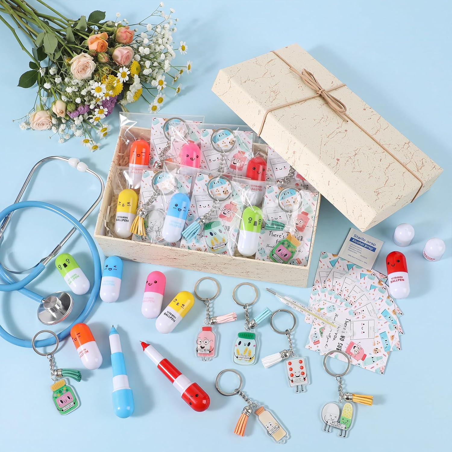 Fuyoooo 36 Sets Pharmacy Week Gifts Bulk Pills Pens Acrylic Keychains image 4