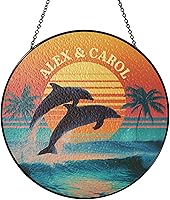 Vista 20 de Retro Boombox Suncatcher with Custom Name, Vintage Style Music Sun Catcher for Windows, Personalized Sunset Scene Window Hanging, Gifts for Music