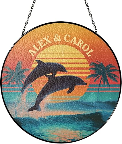 Miniatura 20 de Retro Boombox Suncatcher with Custom Name, Vintage Style Music Sun Catcher for Windows, Personalized Sunset Scene Window Hanging, Gifts for Music