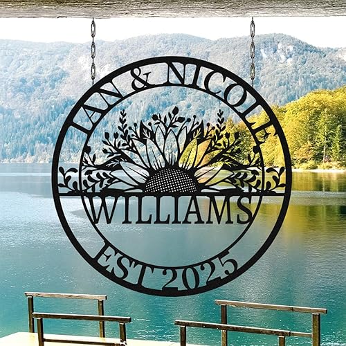 Miniatura 4 de Letrero de boda personalizado para pareja, letrero personalizado con apellido establecido, arte de pared de metal con nombre de familia, regalos de