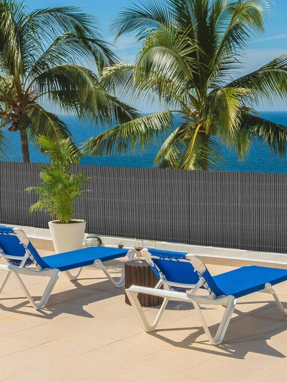 Jardin202 - Mimbre Artificial con Tratamiento Anti-UV y 90% de Ocultación - Varillas PP+PE en Colores Verde, Beige, Marrón y Gris | 2x3m (Gris)