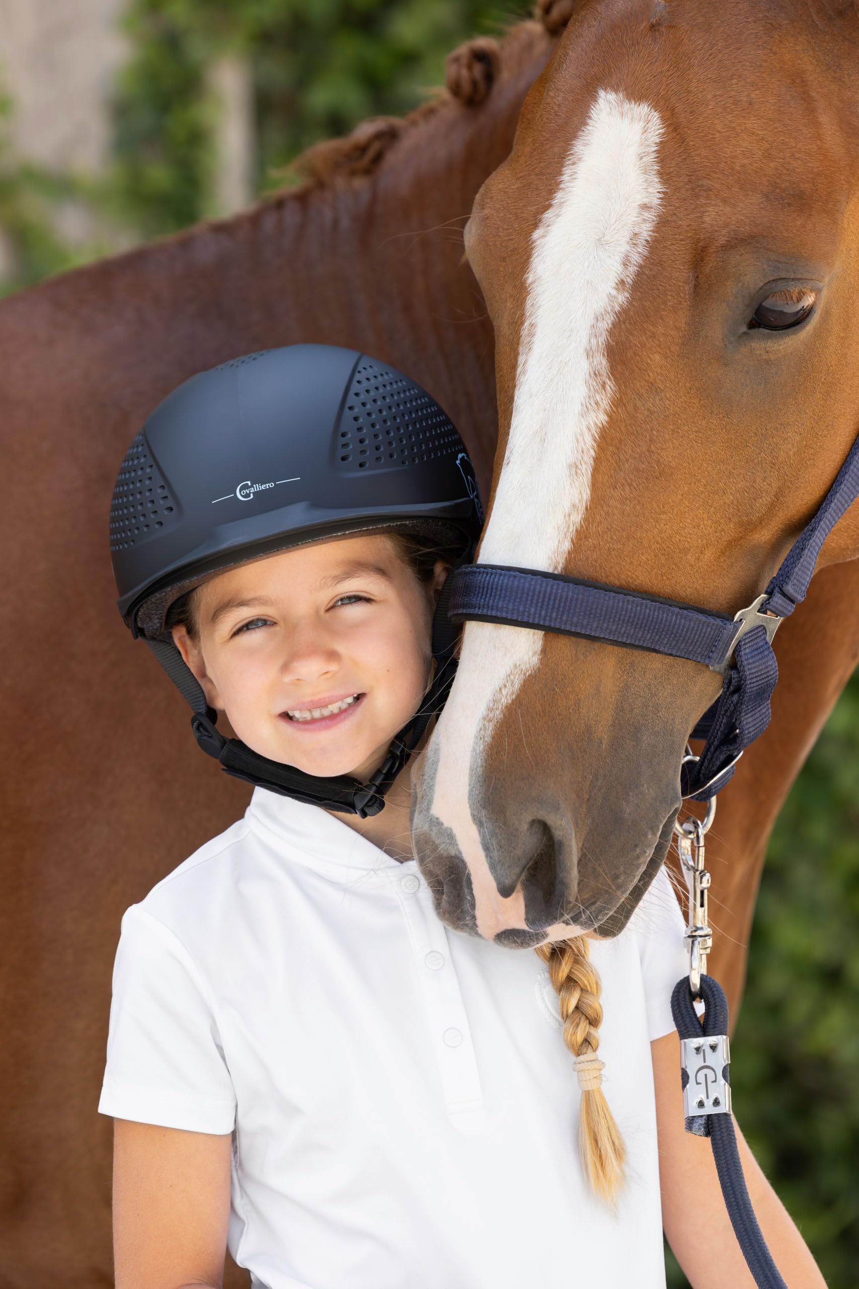 Covalliero Kask jeździecki Beauty 2.0, kask dziecięcy, odporny na uderzenia, smukły kształt kasku, z wentylacją, 4-punktowe mocowanie