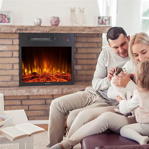 Miniatura 3 de Calentador eléctrico integrado de chimenea de 18 pulgadas, chimenea independiente empotrada, control remoto, pantalla táctil, velocidad de brillo de